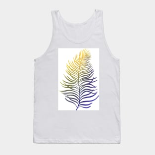 Summer tropical palm leaf watercolor print, purple yellow Tank Top